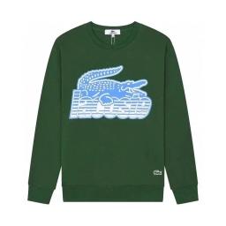 Green background blue crocodile hoodie 002