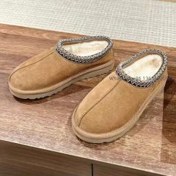 民族风平底栗色黑色花边