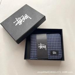 西图短钱包  格子  蓝 加盒