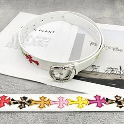 【15个彩色十字白底-加厚圆扣】克罗CH圣剑心皮带