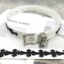 【15个黑色十字白底-加厚滚轮】克罗CH圣剑心皮带