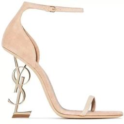 绒面杏色金色跟8cm