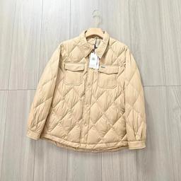 L鳄鱼羽绒服方格米白