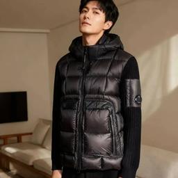 针织拼接羽绒服（90%白鸭绒）（预售）-黑