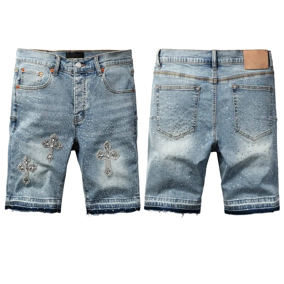 purple denim shorts - Thumbnail 4