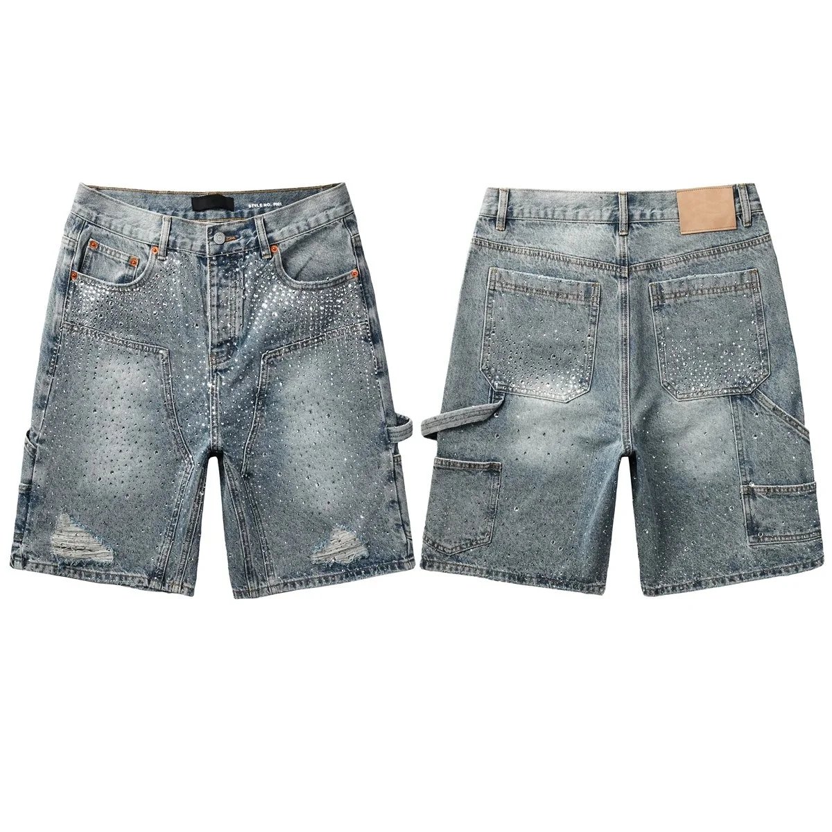 purple denim shorts - Thumbnail 5