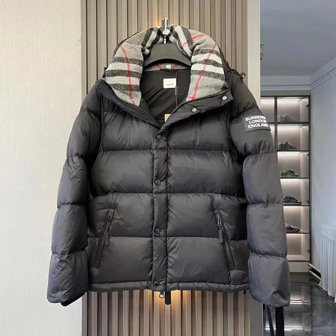 Burberry Down Jacket with Classic Check Hood Lining