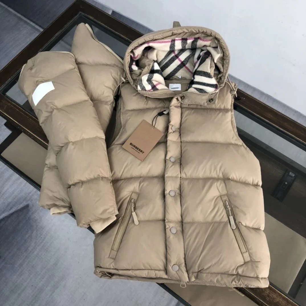 Burberry Down Jacket with Classic Check Hood Lining - Thumbnail 8