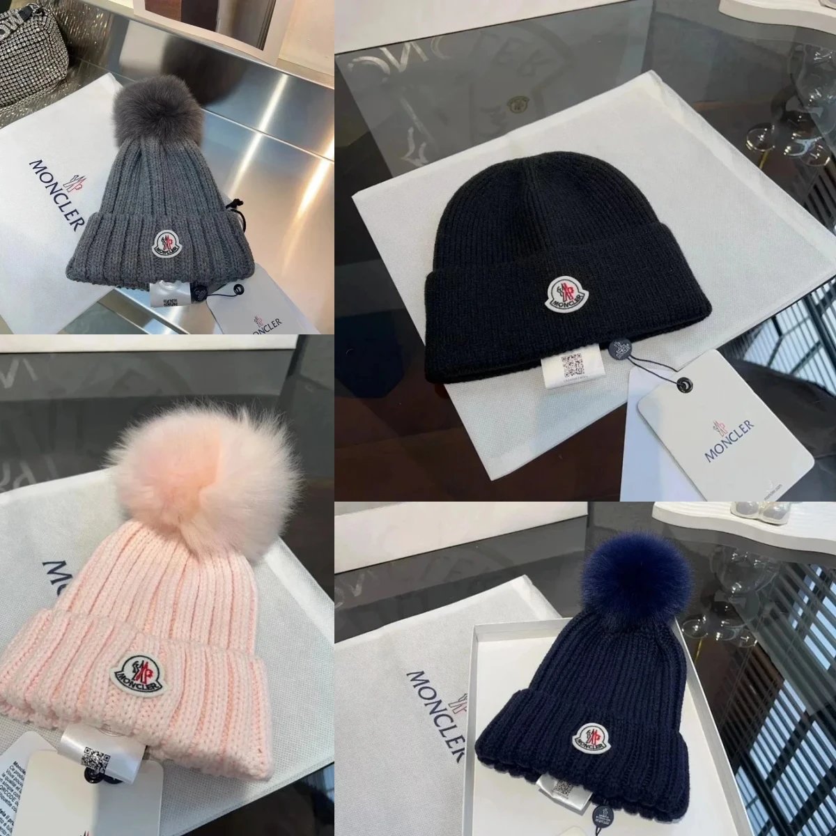 Moncler Beanie Hat with Pom-Pom [4 Colors Available]