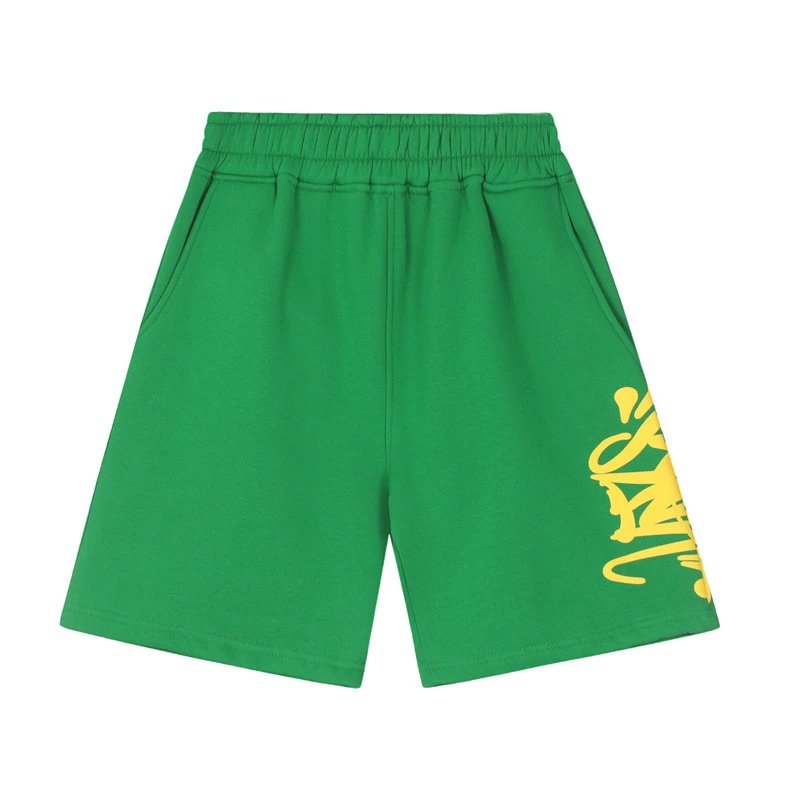 Velvet green yellow shorts